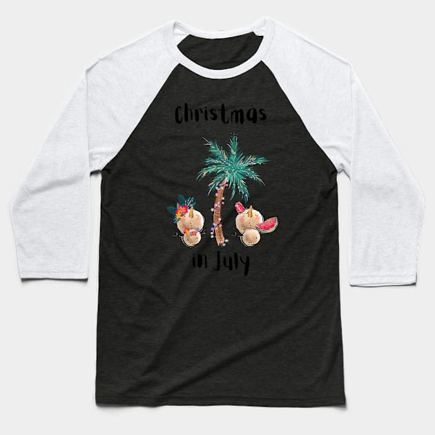 Gift Idea for Christmas in July Party Xmas in July merch Baseball T-Shirt by The Mellow Cats Studio